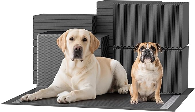Upgrade Leak-Proof Pet Training and Puppy Pads, Jumbo Pee Pads for Dogs with Thicken Polymer Heavy Absorbency, Quick Dry Disposable Pee Pads for Cats Dogs (45, Charcoal)