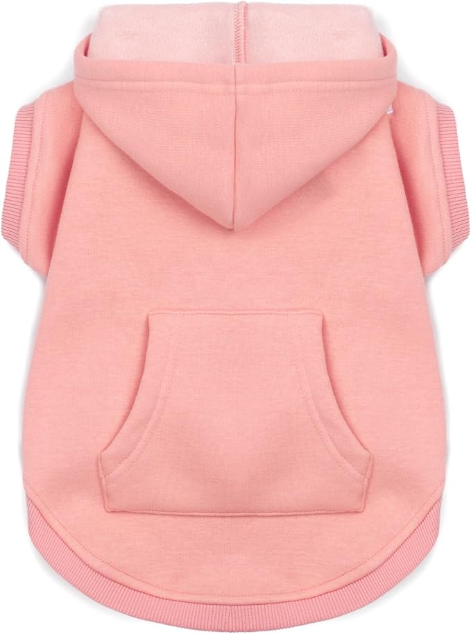 Koneseve Dog Hoodie - Fleece Warm Sweater with Pocket, Soft Clothes for Daily Wear, Basic Hooded Sweatshirts, Winter Coat Clothing, Comfort Tee Shirt Fit for All Breeds Pet - Pink - 2XL