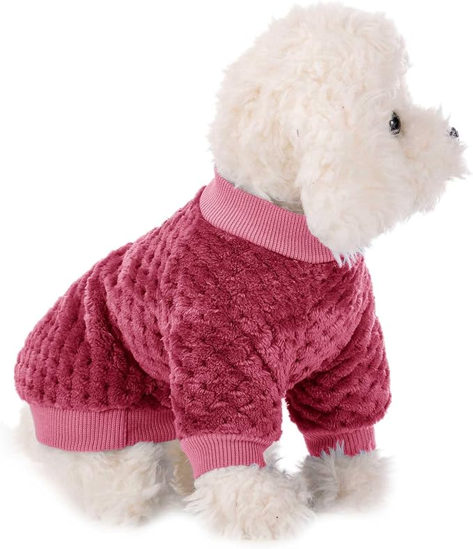 Dog Sweater, 2 or 3 Pack Dog Sweaters for Small Medium Dogs or Cat, Warm Soft Flannel Pet Clothes for Dogs Girl or Boy, Dog Shirt Coat Jacket (Medium, Burgundy+Rosy)