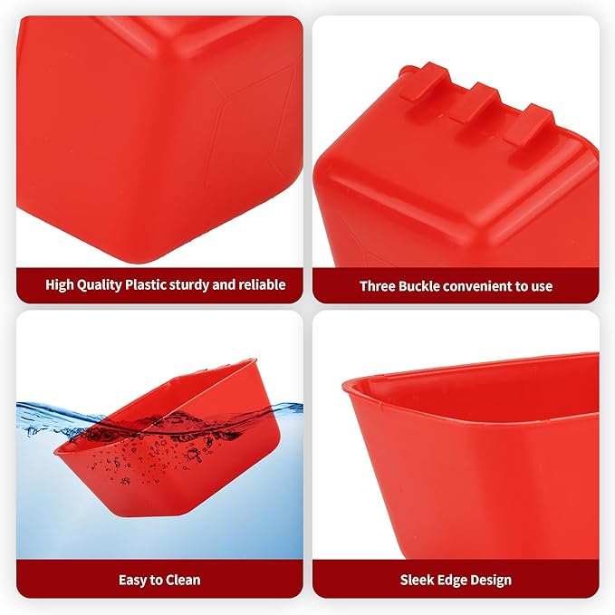 40 Pcs Cage Cups Chicken Feeder Cups 16 oz Hanging Bird Food Water Cups Bunny Cage Feeding Bowl Dish for Pet Parrot Rooster Parakeet Gamefowl Poultry Pigeon Wire Cage(Red)