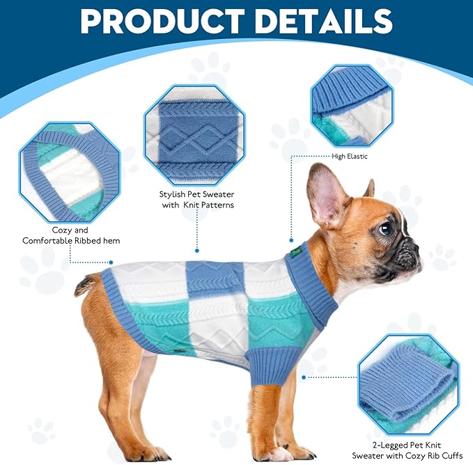 Pet Sweaters,Turtleneck Pullover Dog Sweater,Pet Sweaters for Dogs,Pet Clothes,Pet Clothing,Suitable for All Types of Dogs and Most Seasons (Blue Group,M)