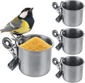 4 Pack Bird Feeding Dish Cups Stainless Steel Parrot Bird Feeder for Cage Parrot Feeders Water Cage Bowls with Clamp Holder for Cockatiel Parakeet Macaw Finches Small Animal