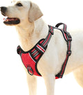 HEELE Dog Harness, No Pull Adjustable Padded Reflective Harness for Small Medium Large Dogs with Handle for Walking Training,Red, L