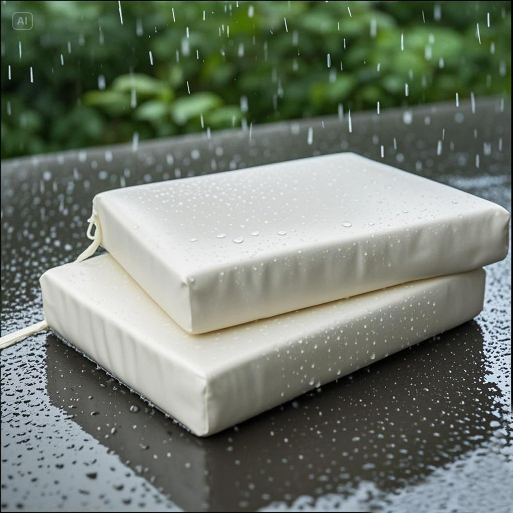 SAMTY 20 x 18 Inch Outdoor Chair Cushions for Patio Furniture, UV Resistant Non Slip Waterproof Replacement Patio Seat Cushion with Ties Set of 2, Beige