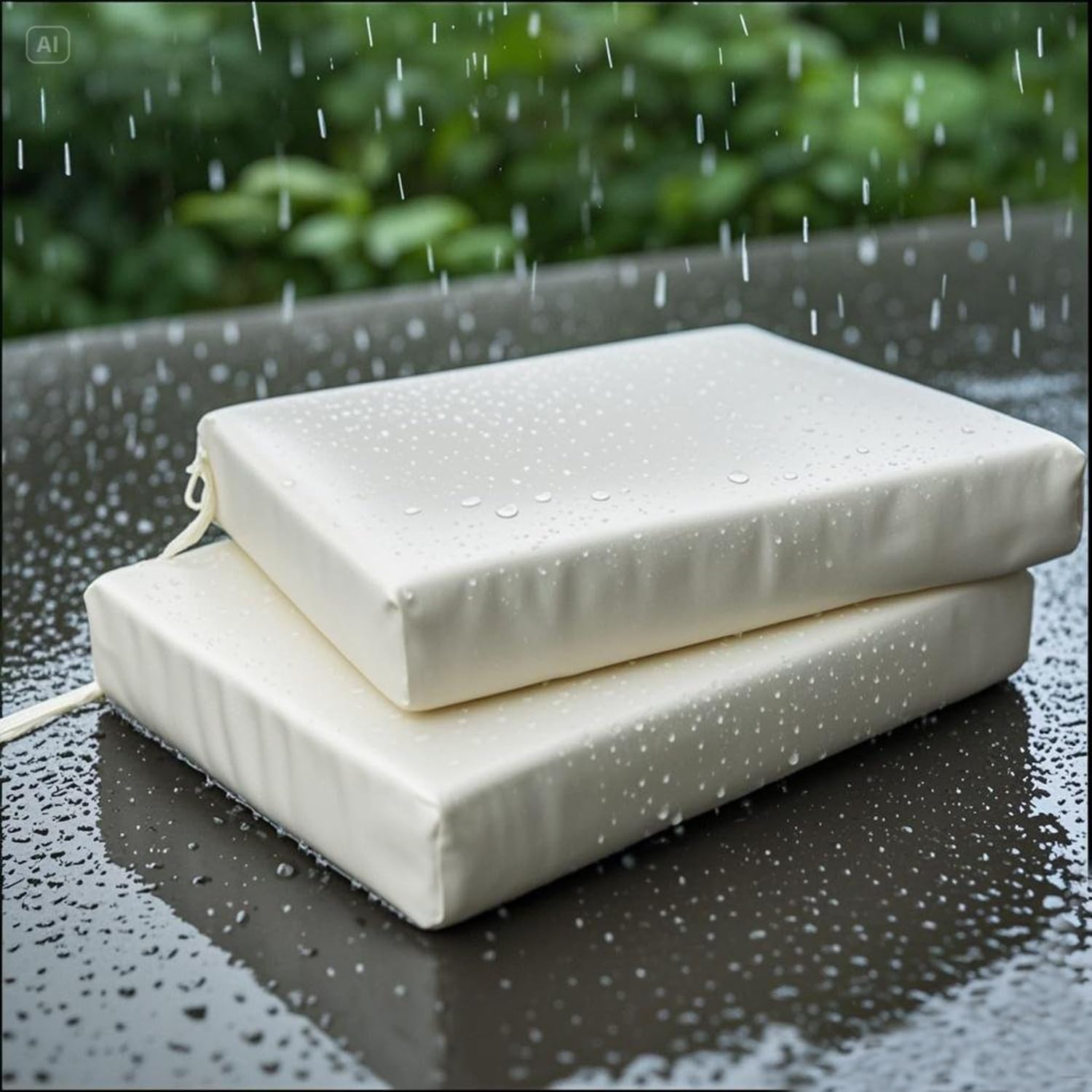 SAMTY 20 x 18 Inch Outdoor Chair Cushions for Patio Furniture, UV Resistant Non Slip Waterproof Replacement Patio Seat Cushion with Ties Set of 2, Beige