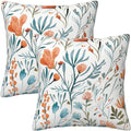 Turquoise Orange Floral Throw Pillow Covers 18x18 in Set of 2 Decorative Teal Orange Flower Square Pillowcase Pillowcovers for Couch Living Room Sofa Bedroom