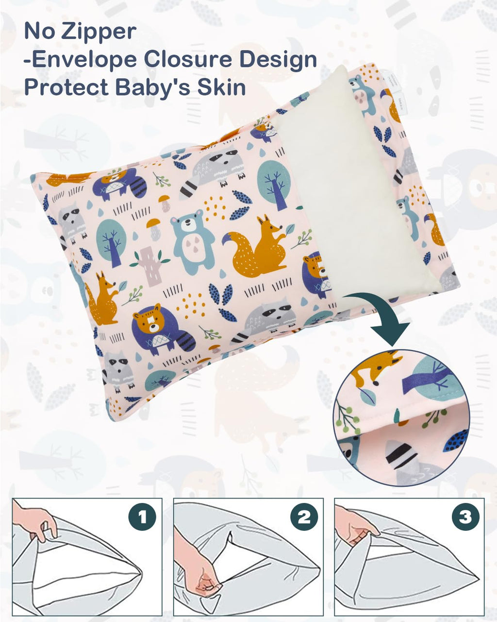 ALVABABY Toddler Pillowcases Stretchy Soft Kids Pillow Cover 2 Pack Fit 13"x 18" or 12"x16" Envelope for Girl Boy Sleepy Travel 2TPE25A