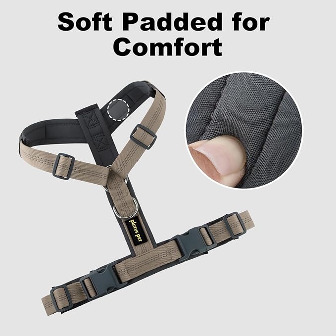 Plutus Pet No Pull Dog Harness, Adjustable Nylon Harness with Soft Padding, Reflective and Heavy Duty Dog Harness for Small, Medium, Large Dogs(Beige, M)