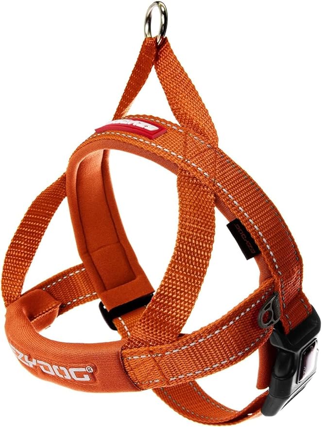 EzyDog Quick Fit Dog Harness – No Pull Harness for Training, Everyday Walking, and Easy Control - Adjustable Fit, Reflective, and Padded (Medium, Orange)