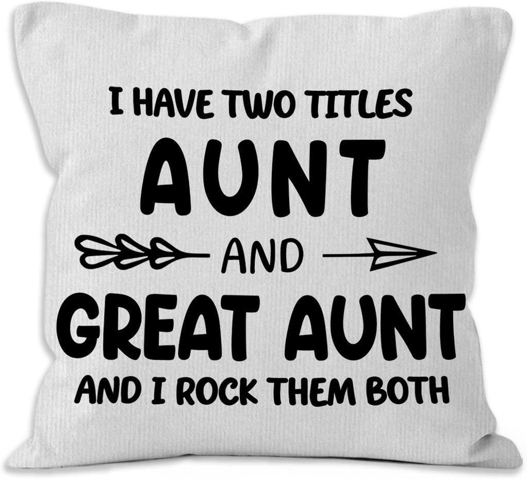 Great Aunt Gifts Throw Pillow Covers 18x18,Christmas Great Aunt Auntie Pregnancy Announcement Decorative Decorations Pillow Covers for Home Bedroom, Gift for Aunt Auntie