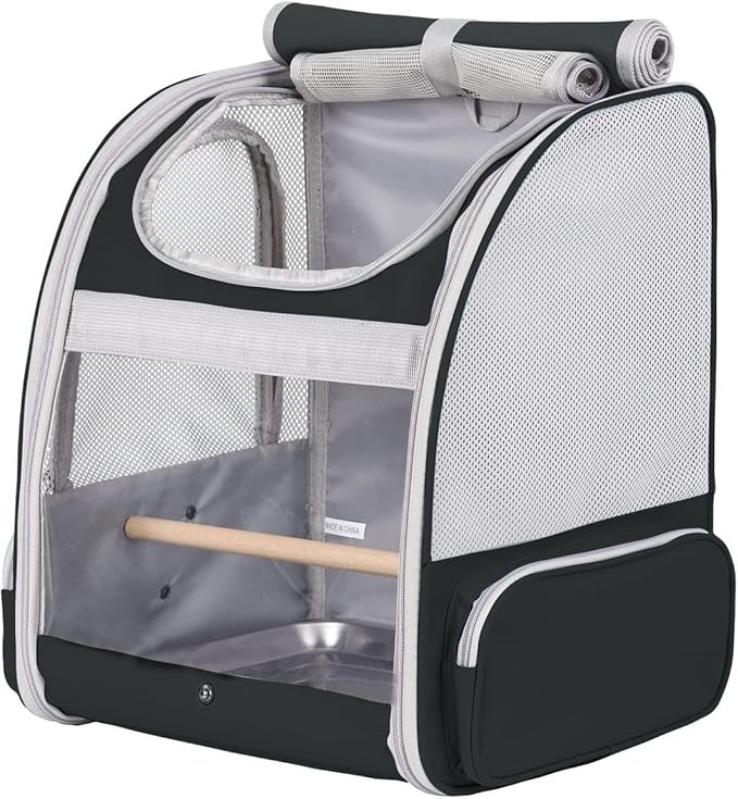 Bird Backpack Carrier with Stand Perch, Bird Travel Backpack for Hiking, Airline Approved Green Bird Backpack