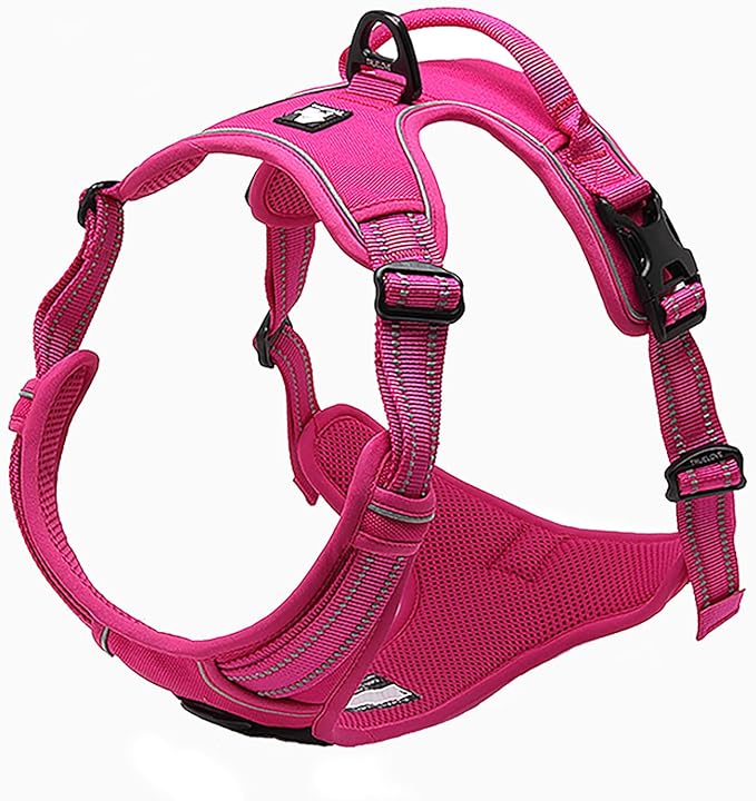 TRUE LOVE Adjustable No-Pull Dog Harness Reflective Pup Vest Harnesses Comfortable Control Brilliant Colors TLH5651(Fushcia,M)