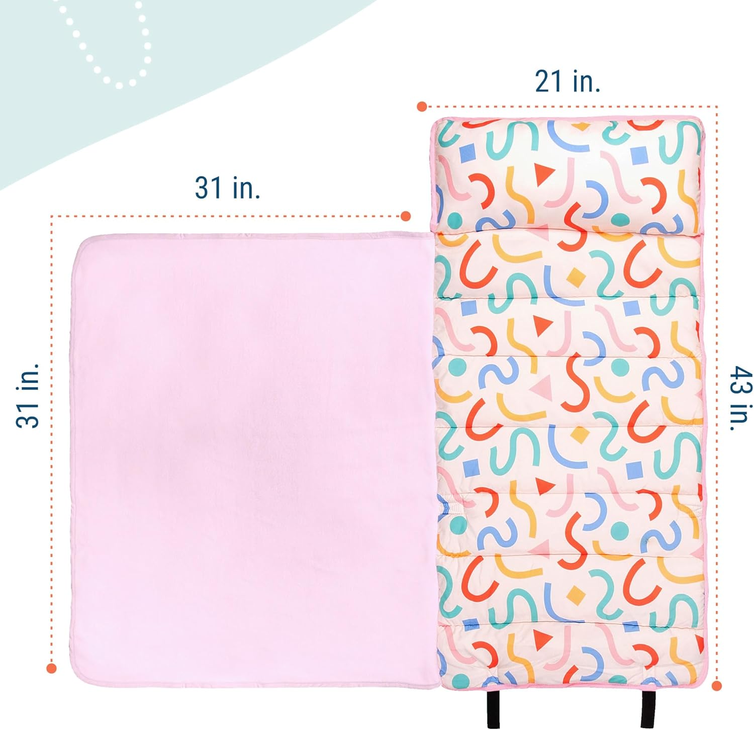 Wildkin 43-inch Kids Nap Mat – Soft Microfiber Toddler Sleeping Mat with Pillow