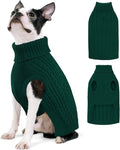 AOFITEE Dog Sweaters for Large Dogs, Stretchy Turtleneck Dogs Sweater for Christmas, Warm Dog Knitwear for Fall Winter, Green Pet Sweater with Harness Hole for Boston Terrier, French Bulldog, L