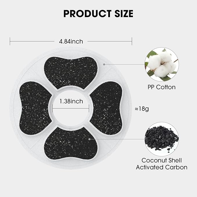 8 Packs Cat Water Fountain Food Grade Replacement Filters & Sponges for 74oz, 135oz Automatic Pet Fountain Dog Water Dispenser