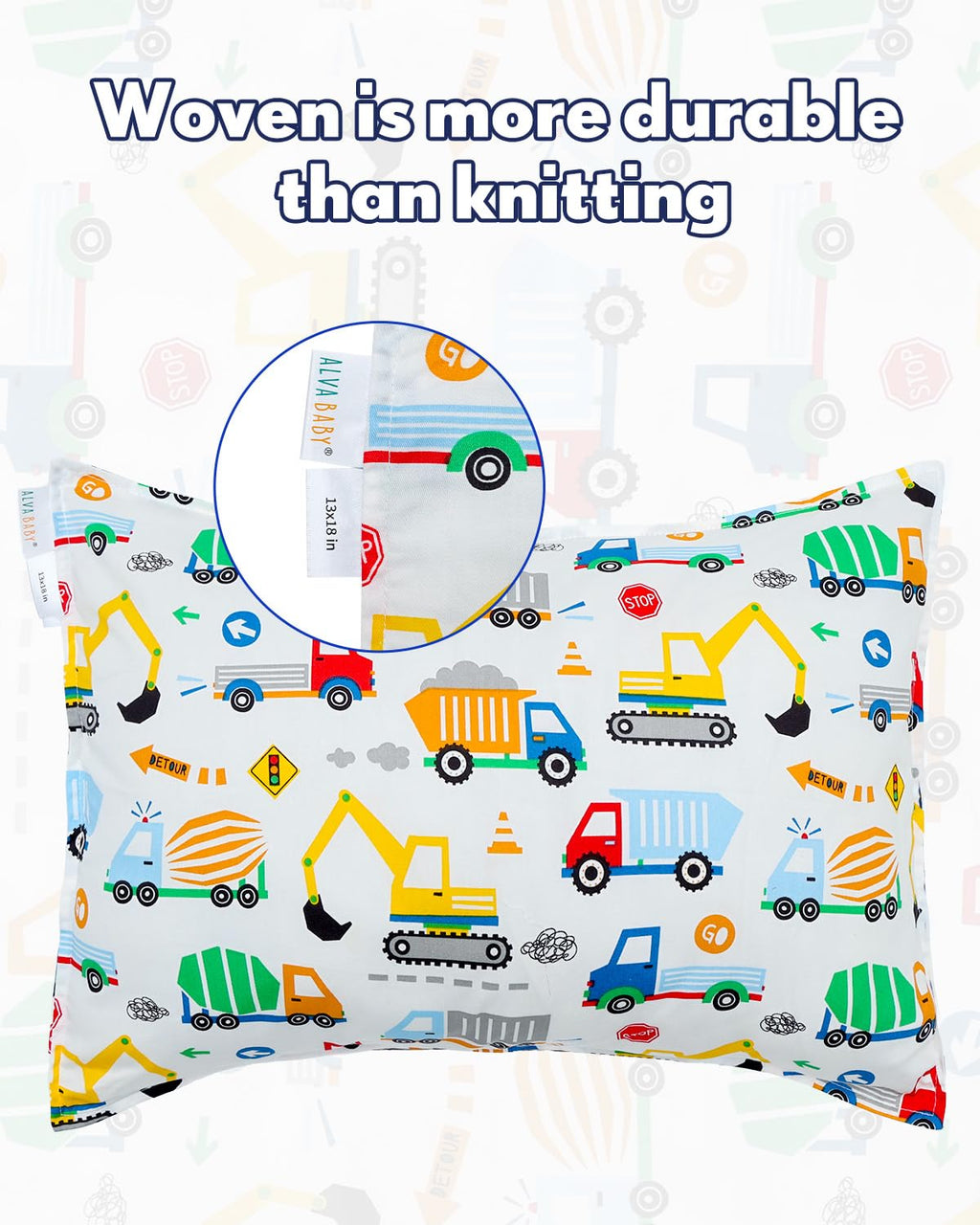 ALVABABY Toddler Pillowcases 2 Pack Cotton Kids Pillow Cover Fit 13"x 18" or 14"x20" Envelope for Girl Boy Sleepy Travel 2L-FTP12A