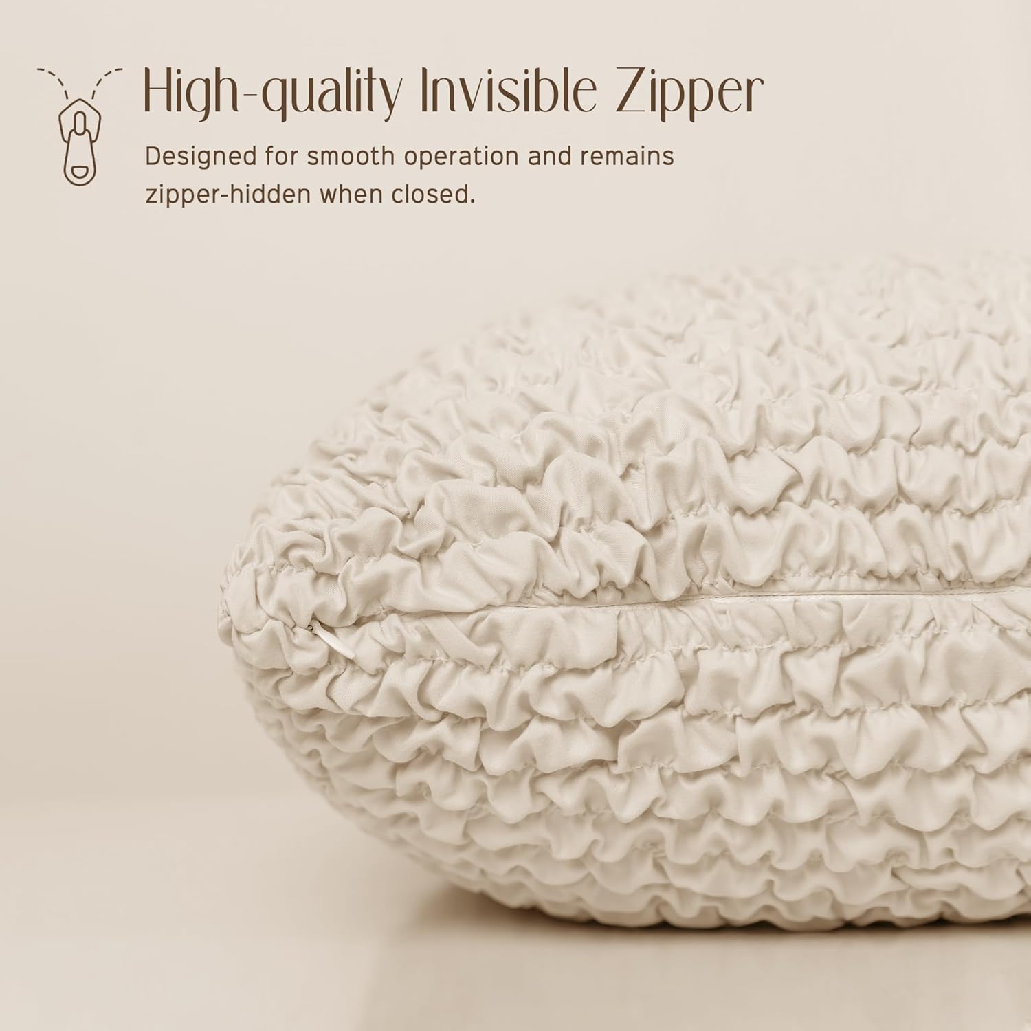 Decorative Throw Pillow Cover Elastic Couch Pillow Covers 18 x 18 & 20 x 20 Inch with Invisible Zipper Cushion Case for Bed Couch Sofa Living Room Home Decor (Pack of 1, Ivory)