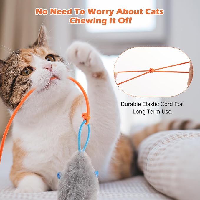 Interactive Cat Toy, Flapping Bird & Rotating Feather Teaser for Indoor Cats, Hanging Doorway Cat Toys with Fishing Pole for Exercise, Boredom Relief & Fun Games