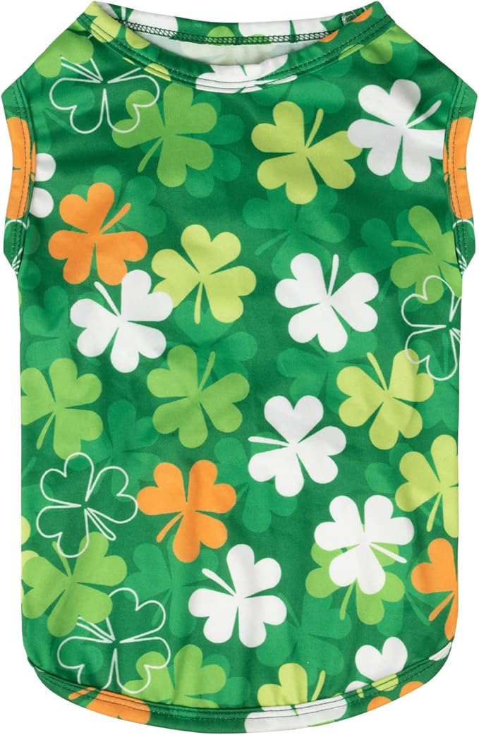 CuteBone Dog Shirts 2-Pack St.Patrick's Day & Easter Soft Pet Clothes Breathable Summer Vest for Small Puppy and Stretchy Cat Apparel 2BX12S