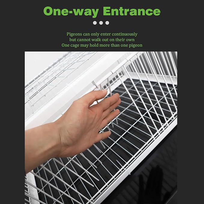 Pigeon Trap Cage with Escape-Proof Design Chicken Trap Bird Cage with One Way Entrance for Sparrows Quails Bird Chick and Duckling (23.6”L x 15.75” W x 10.24 ”H)