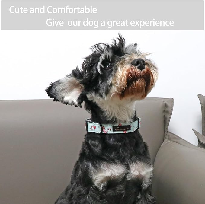 ARING PET Flamingo Dog Collar-Cute Summer Small Dog Collars, Adjustable Lightweight Cotton Pet Collars for Small Medium Large Boy and Girl Dogs, X-Small