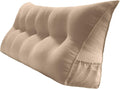 Triangular Reading Bed Rest Pillow Large Bolster Cushion Headboard Backrest Wedge Pillow with Removable Cover and Two Large Side Pockets (Champagne, California King: 71 x 8 x 20 inches)