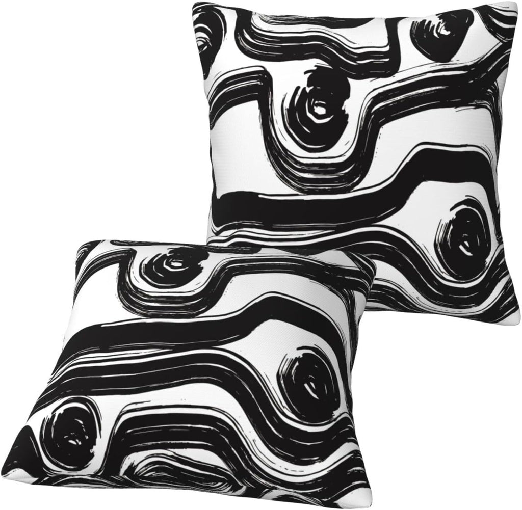 Black and White Striped Throw Pillow Covers 18x18 in Set of 2 Decorative Modern Pattern Linen Abstract Art Boho Pillow Case Square Cushion Covers for Farmhouse Sofa Bed Couch Living Room Decor
