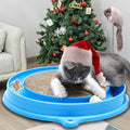 AUOON Cat Scratcher Toy - Cat Scratch Pad with Cat Toy Ball Track and Plush Mouse Toy for Indoor Cats and Kittens (Blue)