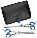 Laazar Pet Grooming Set - 7" Straight Pet Grooming Scissors & 6.5" Pet Thinning Shears with 42 Teeth | Professional Dog Scissors Kit | Use as Cat and Dog Shears
