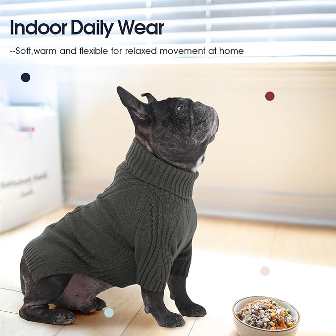 IECOii XL Dog Sweater,Winter Doggy Clothes for Large Dogs Girl Boy,Warm Pullover Soft Dog Sweater Turtleneck,Lightweight & Good Stretch for Active Dogs Like Beagle,Border Collie (Grey,XLarge)