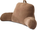 A Nice Night Reading Pillow Bed Wedge Large Adult Children Backrest with Arms Back Support for Sitting Up in Bed/Couch for Lounging Bedrest,Waffle Stereoscopic Design,Khaki