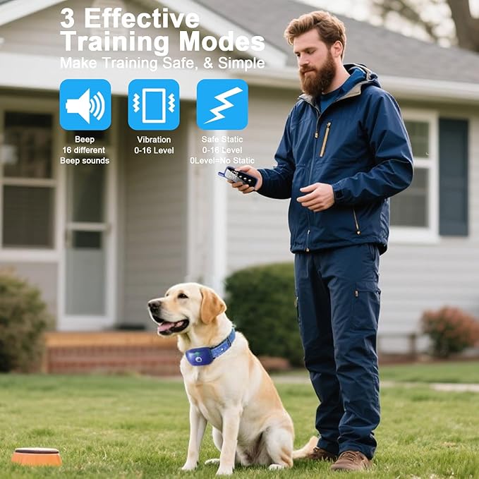 Aikko Dog Shock Collar with Remote - IPX7 Waterproof, 3 Training Modes (Beep, Vibration, Shock), Rechargeable E-Collar for Most Breeds, Anti-Bark & Adjustable Humanitarian Training Collar for 3 Dog