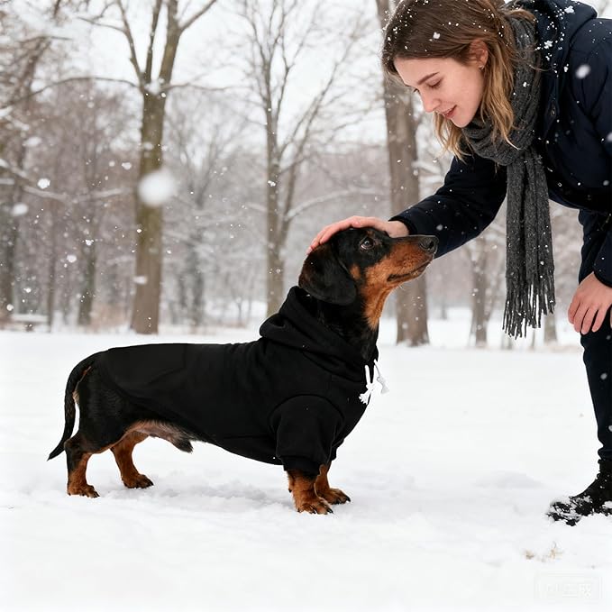 KOOLTAIL Dachshund Dog Hoodie - Soft and Warm Dogs Hoodie Sweater with Leash Hole and Pocket, Pet Winter Coat, Cold Weather Clothes Sweatshirt for Small Medium Large Dogs Puppy Cat Boys Girls L