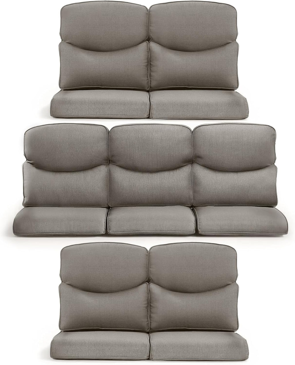 7-Piece Outdoor Patio Cushion Set - Fade & Water Resistant with Removable Olefin Cover, 22x24x4 Inch Memory Foam Cushions for Wicker Sectional Sof - Grey/Crescent