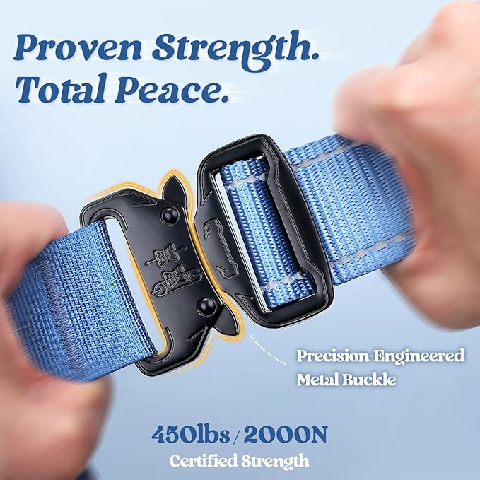 rabbitgoo Tactical Dog Harness for Large Dogs, No Pull Upgraded Reflective Heavy Duty Molle Vest with Handle, Adjustable Military Service Dog Vest for Walking Hiking Training, Blue, L