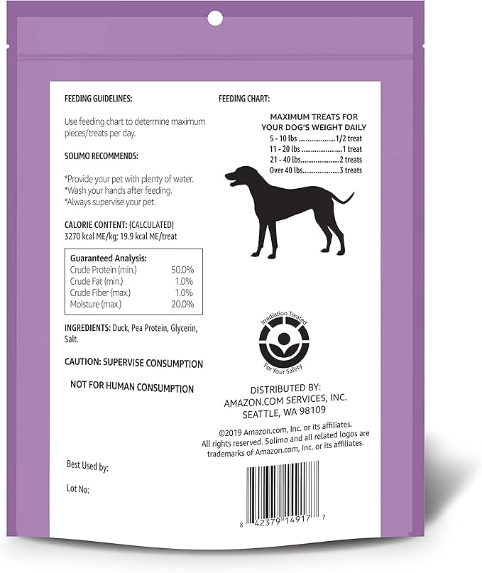 Amazon Brand - Solimo Duck Jerky Dog Treats,2 pounds (Pack of 2)