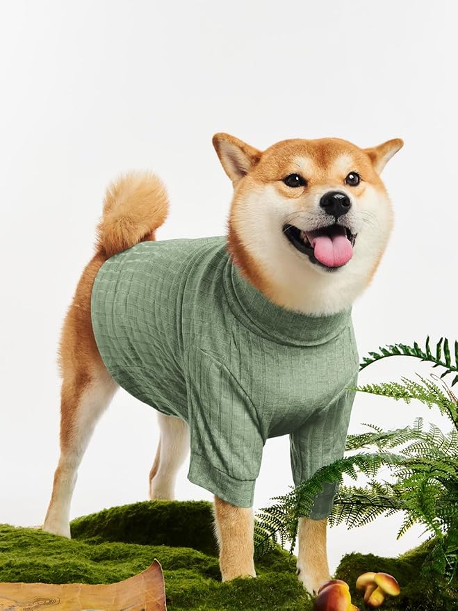 Dog Turtleneck Knitted Shirt Stretchy Pullover Sweater Winter Warm Puppy Clothes for Small Medium Dogs