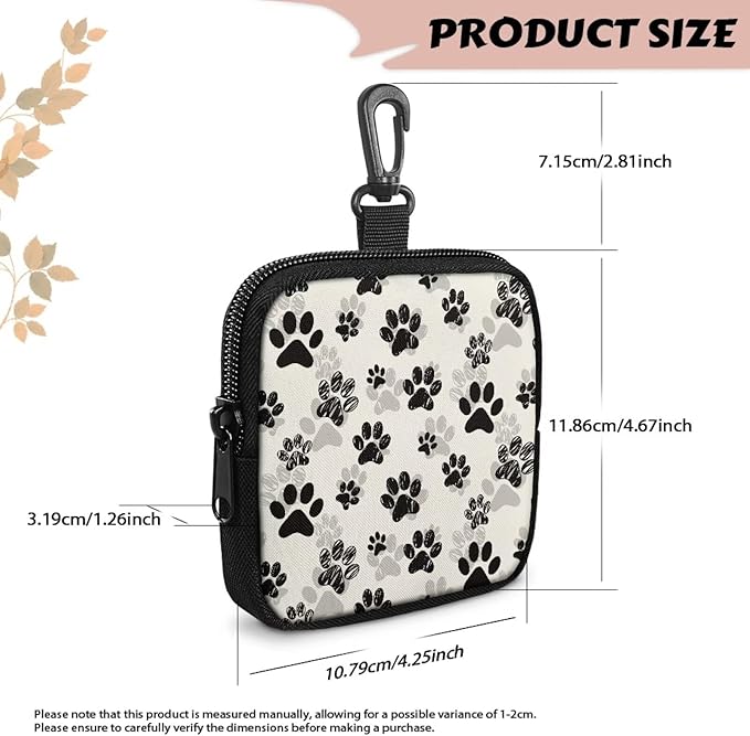KEIAHUAN Paw Print Dog Treat Pouch Small Training Bag Portable Dog Treat Bag with Clasp & Zipper Closure Reusable Pet Treat Container Puppy Doggie Snack Reward Bags Mini Coin Purse Pocket