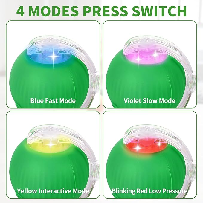 Interactive Rolling Cat Toys Balls, Automatic Cat Toy for Indoor Cats Interactive Balls Pet Moving Ball Interactive, Kitten Toys Moving Cat Toy Automatic Rolling for Dogs USB Rechargeable(Green)