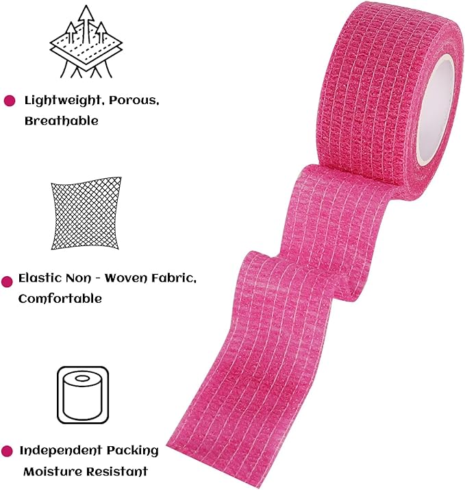 24 Rolls Elastic Self Adhesive Bandage Wrap 1 Inch, Breathable Non Woven Cohesive Bandage, Vet Wrap for Dogs, Ankle Sprains Swelling Medical First Aid Tape, Sports Athletic Tape Color