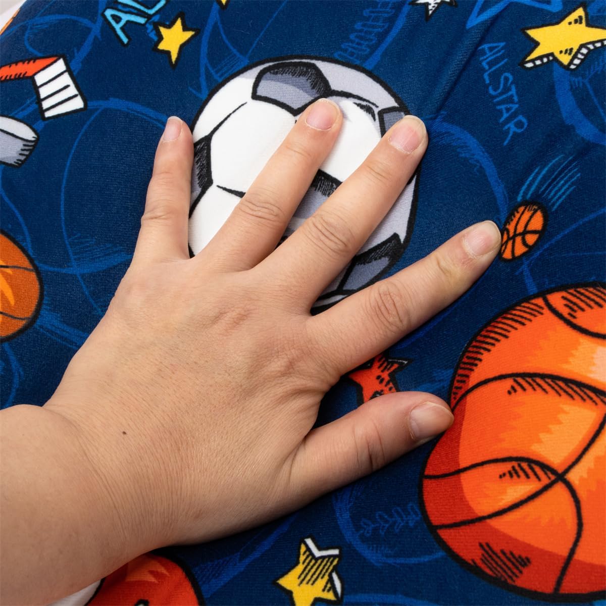 NTBED Sport Ball Collection Printed Reading Pillow Bed Wedge Backrest with Arms, Couch TV Relax Bed Rest Pillow Back Support Cushion for Kids Teens Boys Girls