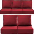 Luxury 22x24/22x25 6-Inch Outdoor Cushions for 5 Peice Patio Furniture Set - Set of 5 Water-Resistant Pillow for Dining Rocking Swivel Chairs Loveseat Couch Sectional Sofa - Red