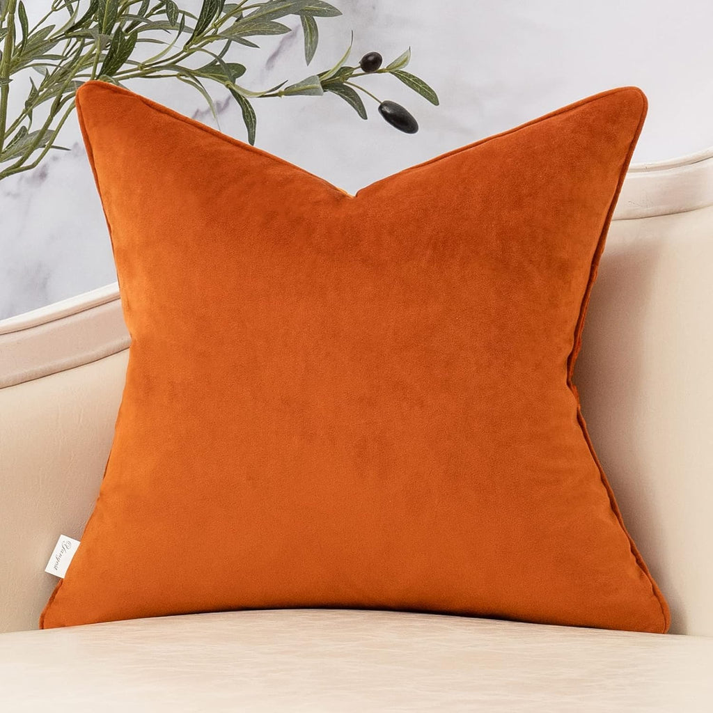 Yangest Burnt Orange Twigs Throw Pillow Cover Branches Velvet Cushion Case Neutral Pillowcase for Sofa Couch Bedroom Living Room Home Decor,18x18 Inch