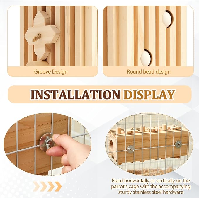 12 x 5 x 4 Inches Extra Large Bird Parrot Toy Activity Block Multicolored Natural Wooden Parrot Cage Chewing Toys for Large Medium Macaws Cockatoos African Grey Birds