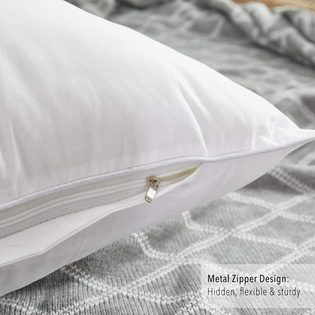 Oubonun 16 x 16 Throw Pillow Inserts Set of 2-100% Cotton Cover - White Couch Bed Decorative Pillow Pair