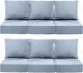 Luxury 22x24/22x25 6-Inch Outdoor Deep Seat Cushions Set of 6 - Comfortable Patio Zipper Chair Cushion for Wicker Dining Rocking Swivel Chairs Loveseat Couch Sectional Sofa - Baby Blue