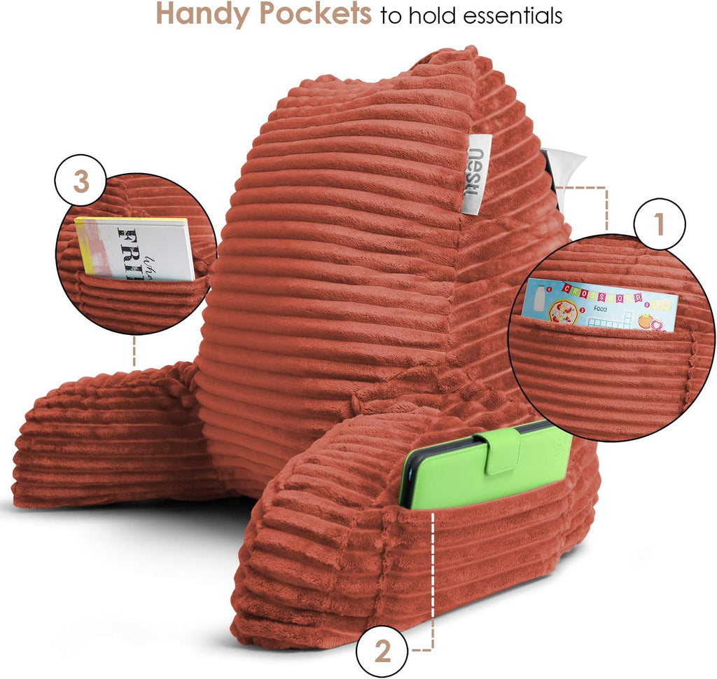 Hearth & Harbor Reading Pillow for Bed Adult – Back Pillow for Sitting in Bed, Standard Bed Pillows for Sitting Up in Bed, Foam Bed Chair Pillow, Misty Bed Rest Pillow