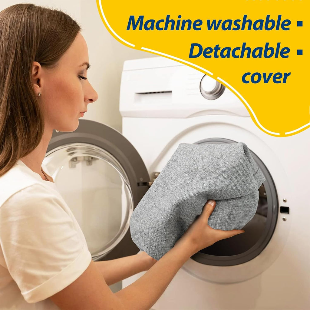 AAAAAcessories D-Shaped Chair Cushions, 2" Thick Dining Chair Pads with Ties and Removable, Machine-Washable Cover, 17" x 16", Set of 6, Light Gray