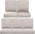 Pop 22x25/22x24 Outdoor Cushions for Patio 5 Piece Set - Set of 5 Water-Resistant Replacement Pillows for Rattan Dining Rocking Swivel Chairs Loveseat Couch Sectional Sofa - Beige/Classic