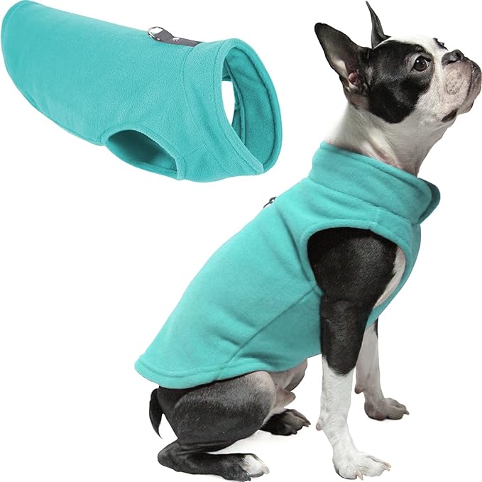 Gooby - Fleece Vest, Small Dog Pullover Fleece Jacket with Leash Ring, Turquoise, Medium